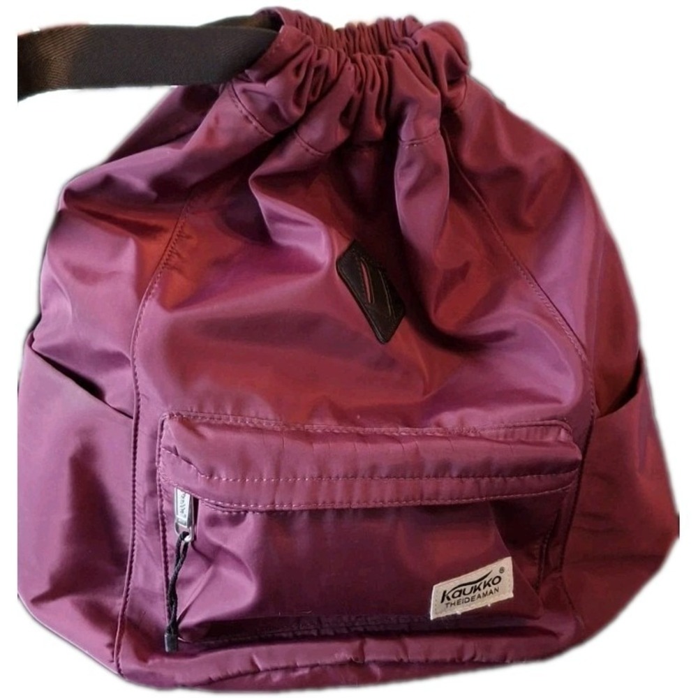 Sports Backpack KAUKKO Drawstring  Bag Shoulder Rucksack Plum
